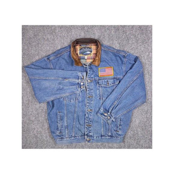 Dunbrooke Upstream Other - Dunbrooke Upstream Denim Jacket Mens XL Blue Plaid Lined USA Patch